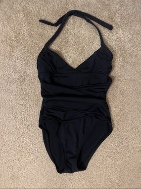 Anne Cole Black Halter One-Piece Swimsuit